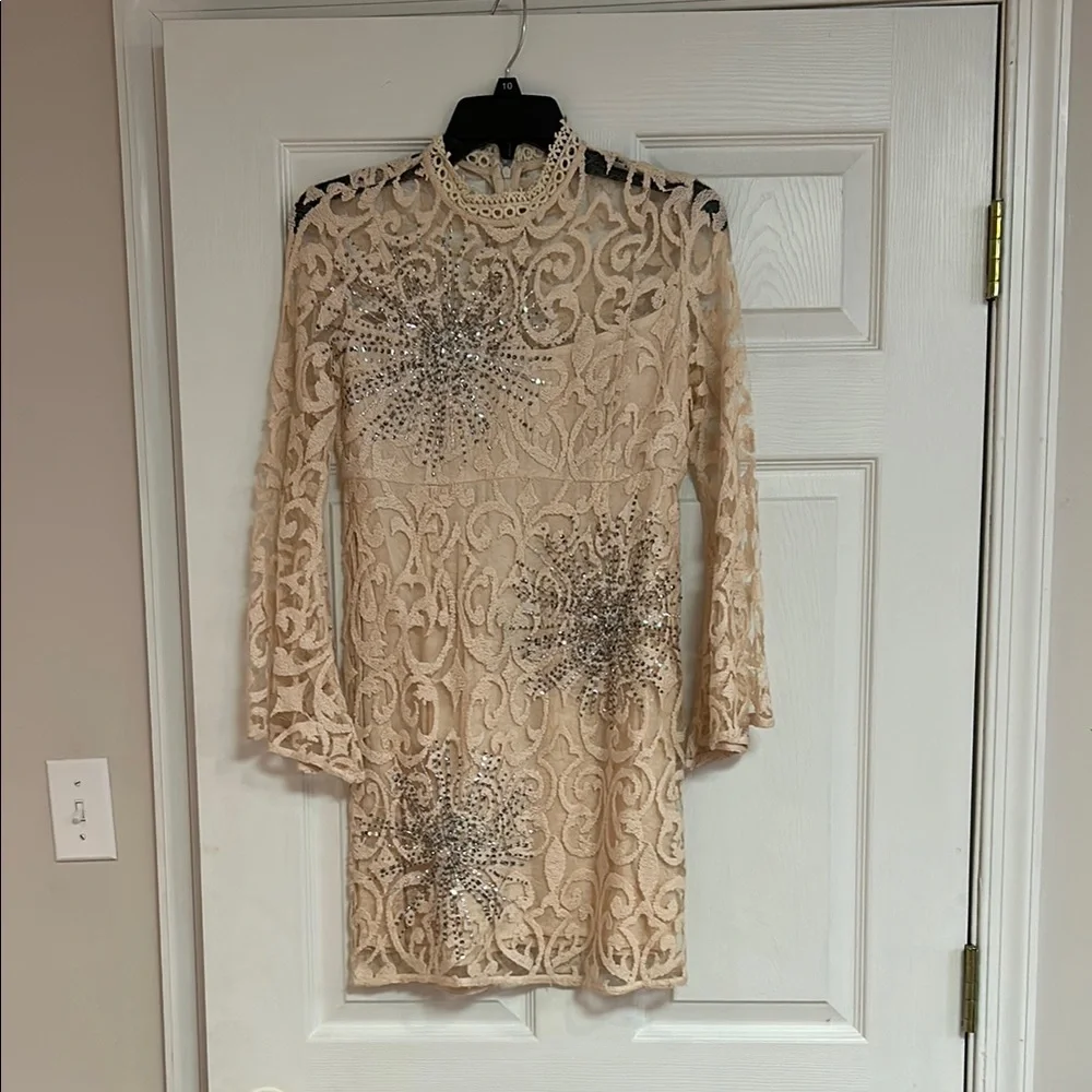 Free People Elegant Lace Dress with Silver Embellishments - Picture 1 of 3